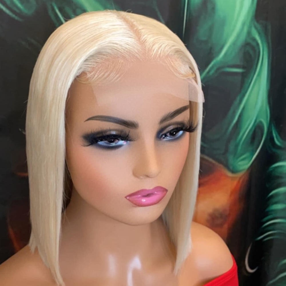 Blonde 613 human hair closure bob unit